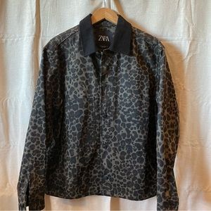 Zara Leopard Print Canvas Jacket, M
